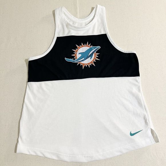 Dolphins NIKE Womens Medium Dri-Fit Tank White NFL Racerback Shirt - Picture 1 of 11